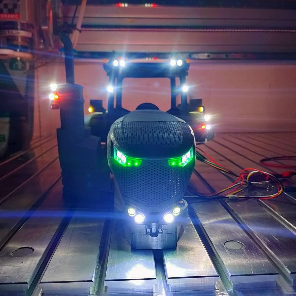 The tractor is fully equipped with surrounding lights